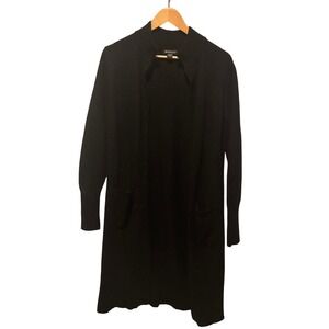 Athleta Black Merino Wool Cashmere Longline Open Cardigan Duster XS